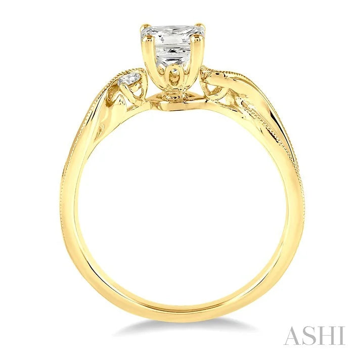 Princess Shape Semi-Mount Diamond Engagement Ring