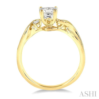 Princess Shape Semi-Mount Diamond Engagement Ring