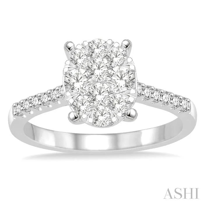 Oval Shape Lovebright Diamond Engagement Ring