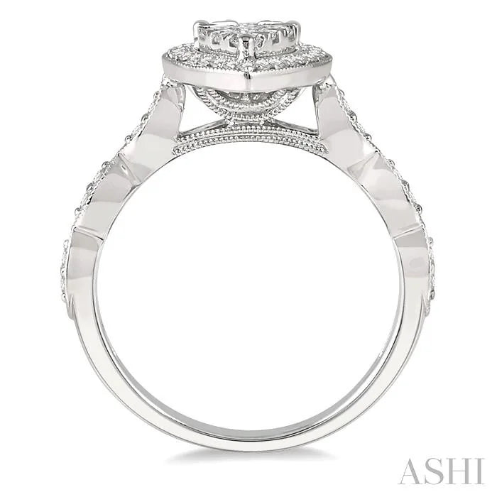 Pear Shape Halo Lovebright Diamond Engagement Ring