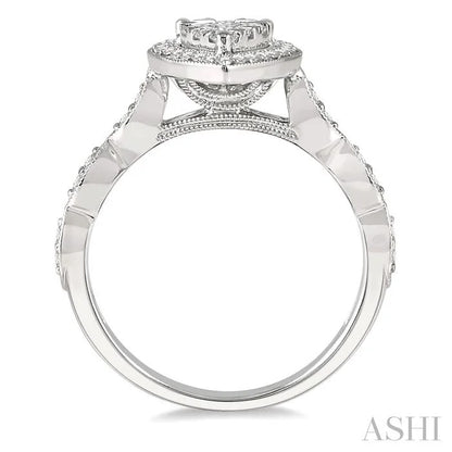Pear Shape Halo Lovebright Diamond Engagement Ring
