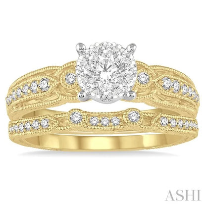 Round Shape Lovebright Diamond Wedding Set