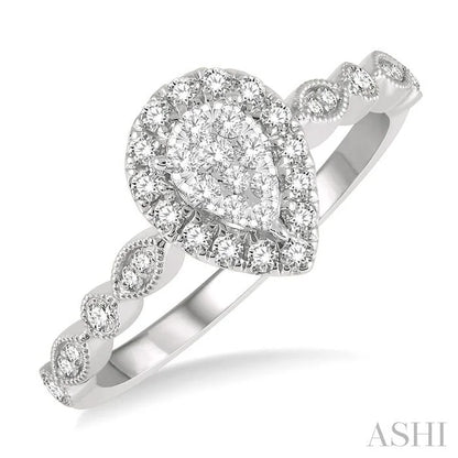 Pear Shape Halo Lovebright Diamond Engagement Ring