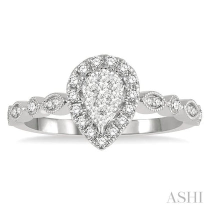 Pear Shape Halo Lovebright Diamond Engagement Ring