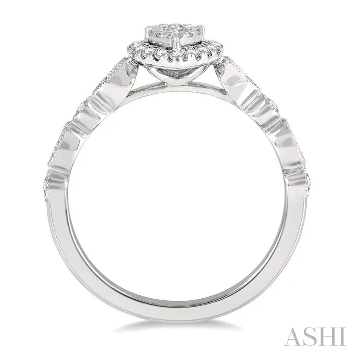 Pear Shape Halo Lovebright Diamond Engagement Ring