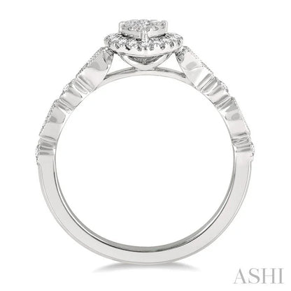 Pear Shape Halo Lovebright Diamond Engagement Ring