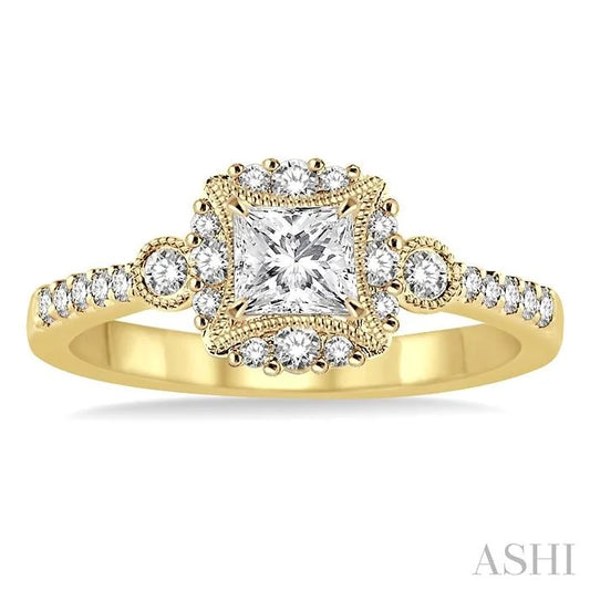 Princess Shape Semi-Mount Diamond Engagement Ring