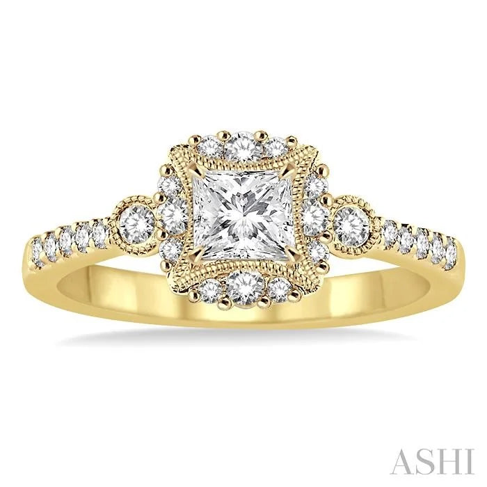 Princess Shape Semi-Mount Diamond Engagement Ring
