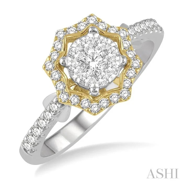 Round Shape Halo Lovebright Diamond Fashion Ring
