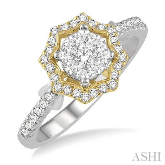 Round Shape Halo Lovebright Diamond Fashion Ring