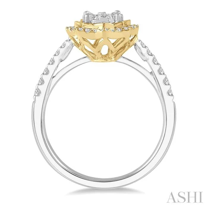 Round Shape Halo Lovebright Diamond Fashion Ring