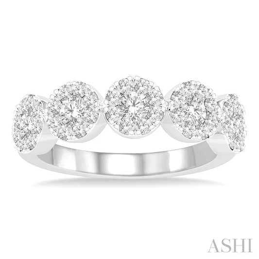 Round Shape 5 Stone Lovebright Essential Diamond Wedding Band
