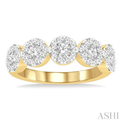 Round Shape 5 Stone Lovebright Essential Diamond Wedding Band