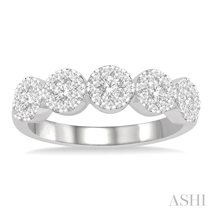 Round Shape 5 Stone Lovebright Essential Diamond Wedding Band