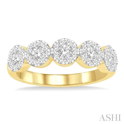 Round Shape 5 Stone Lovebright Essential Diamond Wedding Band