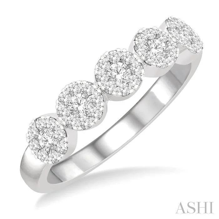 Round Shape 5 Stone Lovebright Essential Diamond Wedding Band