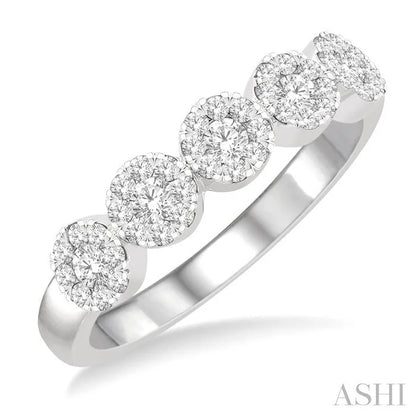Round Shape 5 Stone Lovebright Essential Diamond Wedding Band