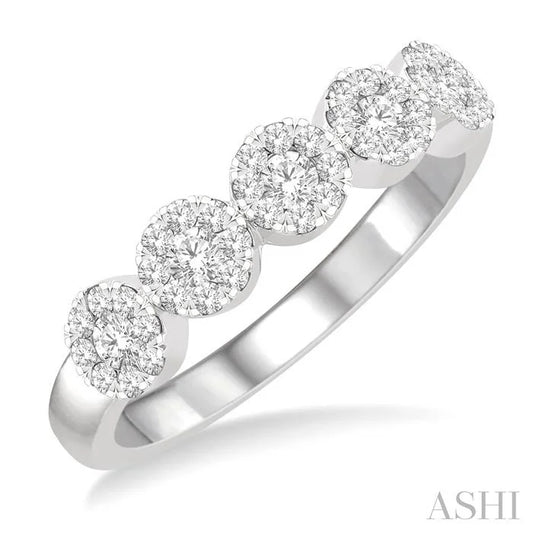 Round Shape 5 Stone Lovebright Essential Diamond Wedding Band