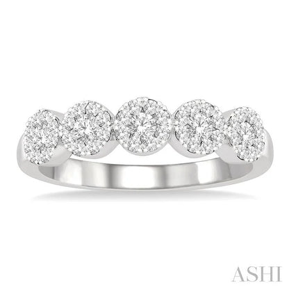 Round Shape 5 Stone Lovebright Essential Diamond Wedding Band