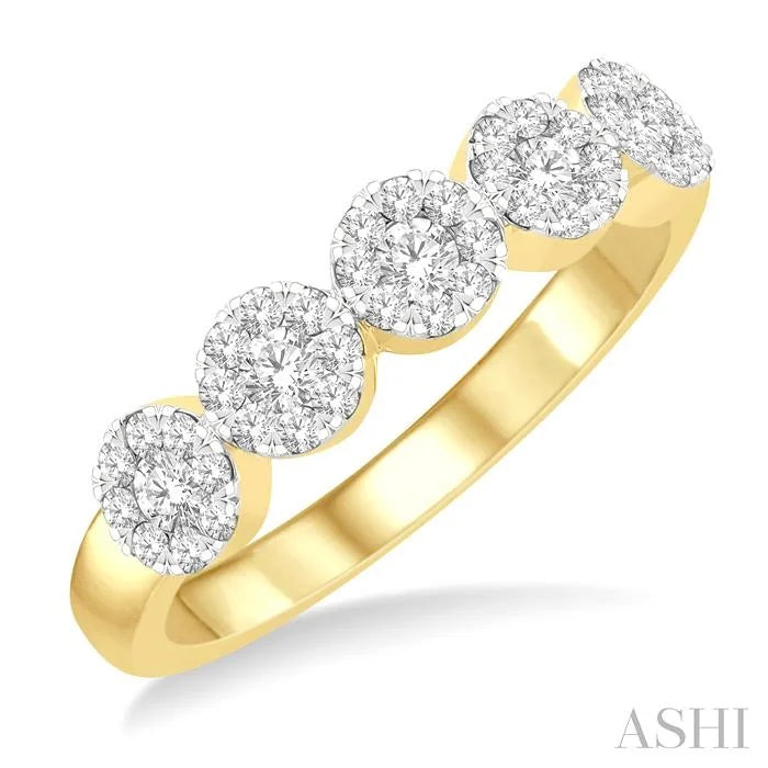 Round Shape 5 Stone Lovebright Essential Diamond Wedding Band