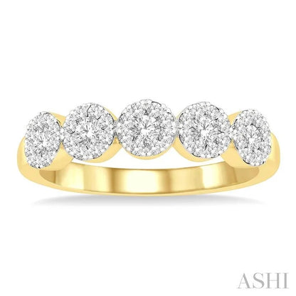 Round Shape 5 Stone Lovebright Essential Diamond Wedding Band