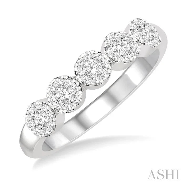 Round Shape 5 Stone Lovebright Essential Diamond Wedding Band