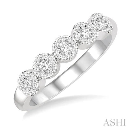 Round Shape 5 Stone Lovebright Essential Diamond Wedding Band