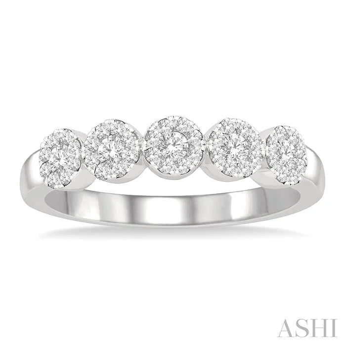 Round Shape 5 Stone Lovebright Essential Diamond Wedding Band
