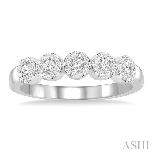 Round Shape 5 Stone Lovebright Essential Diamond Wedding Band