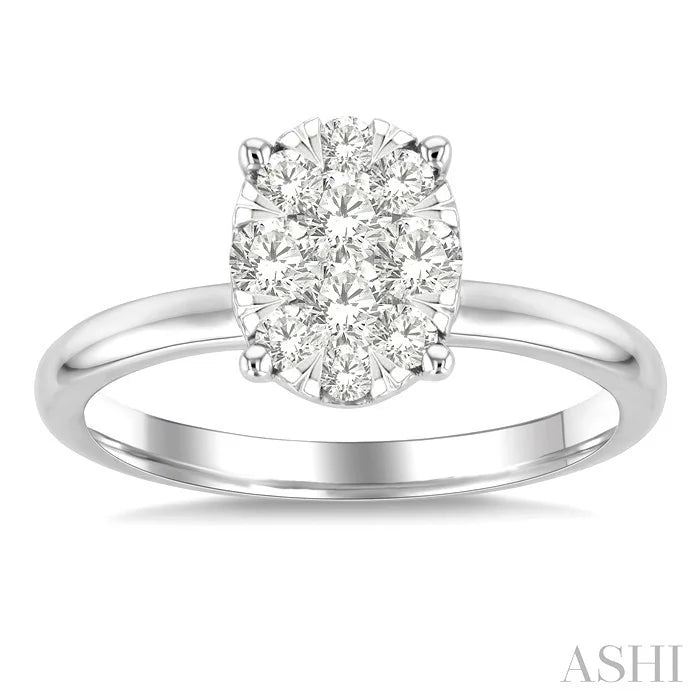 Oval Shape Lovebright Diamond Engagement Ring