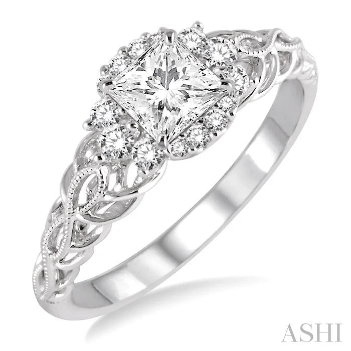 Princess Shape Semi-Mount Diamond Engagement Ring