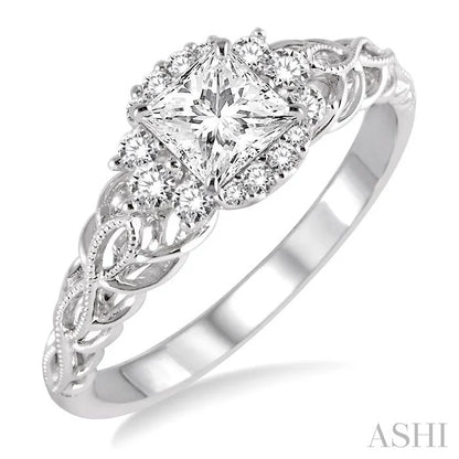 Princess Shape Semi-Mount Diamond Engagement Ring