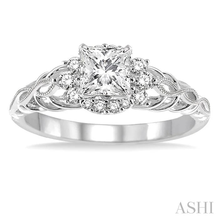 Princess Shape Semi-Mount Diamond Engagement Ring