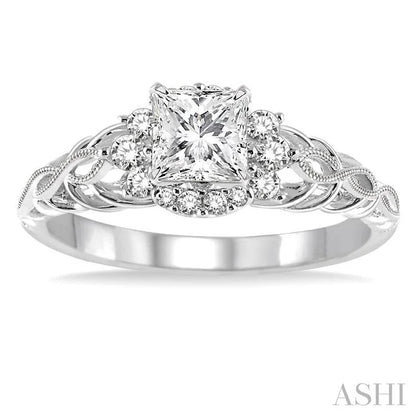 Princess Shape Semi-Mount Diamond Engagement Ring