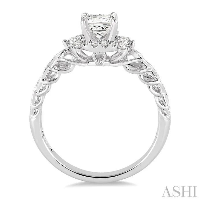 Princess Shape Semi-Mount Diamond Engagement Ring