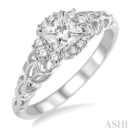 Princess Shape Semi-Mount Diamond Engagement Ring