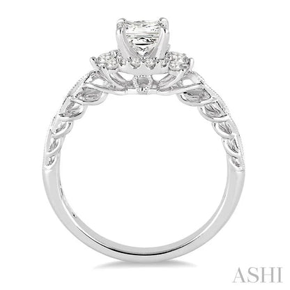 Princess Shape Semi-Mount Diamond Engagement Ring