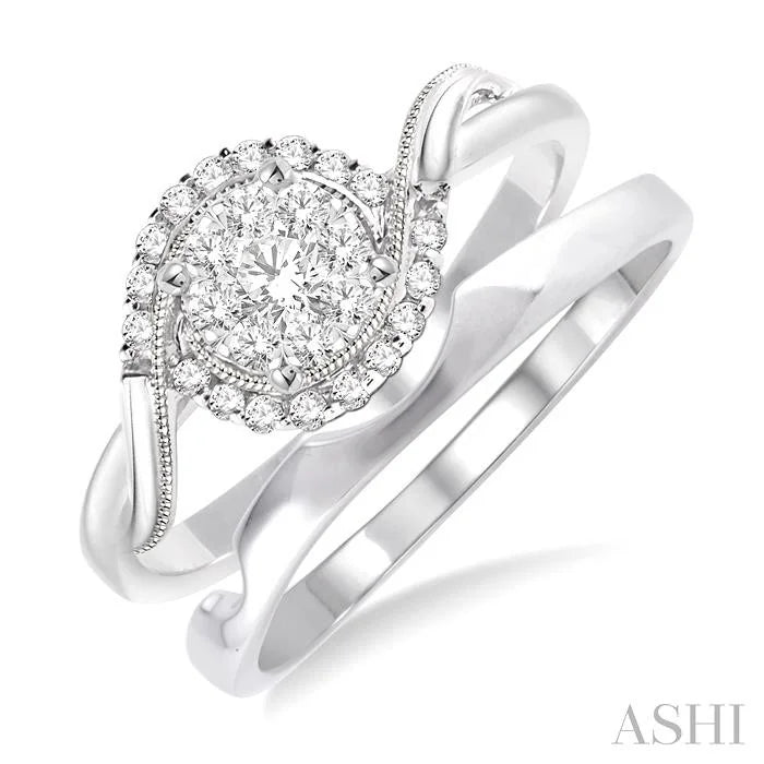 Round Shape Lovebright Halo Diamond Wedding Set