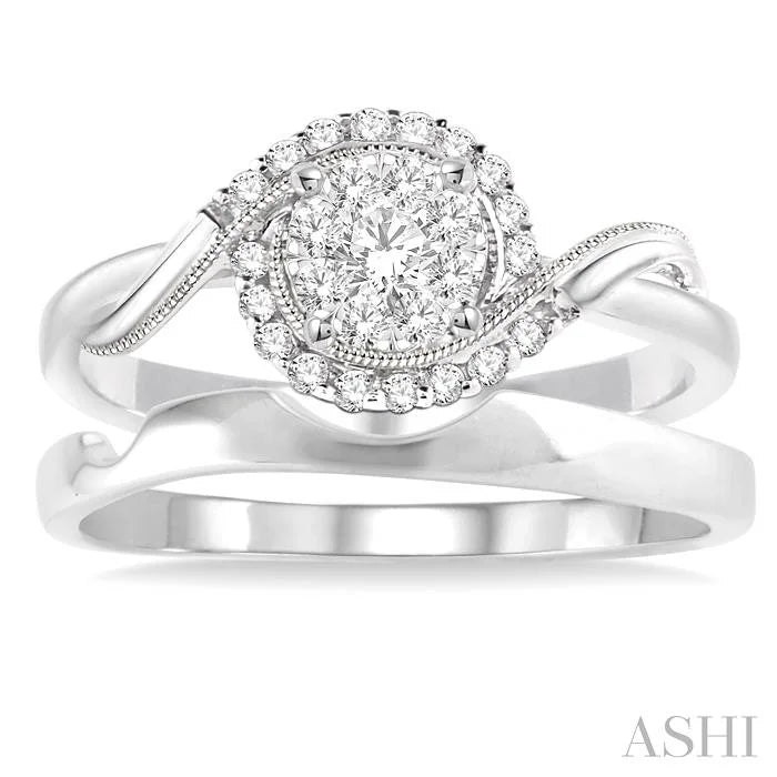 Round Shape Lovebright Halo Diamond Wedding Set