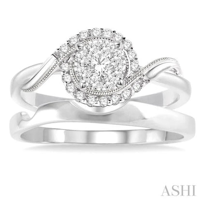Round Shape Lovebright Halo Diamond Wedding Set