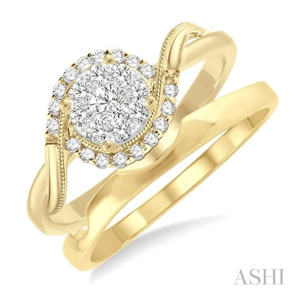Round Shape Lovebright Halo Diamond Wedding Set
