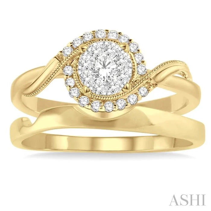 Round Shape Lovebright Halo Diamond Wedding Set