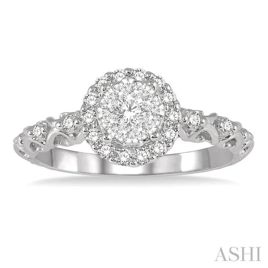 Round Shape Halo Lovebright Diamond Engagement Ring