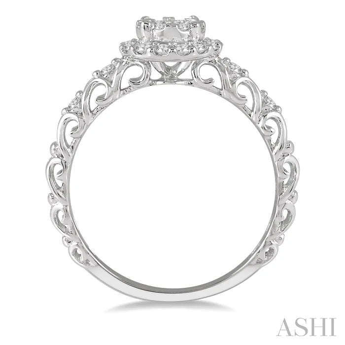 Round Shape Halo Lovebright Diamond Engagement Ring