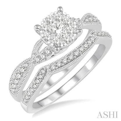 Round Shape Lovebright Diamond Wedding Set