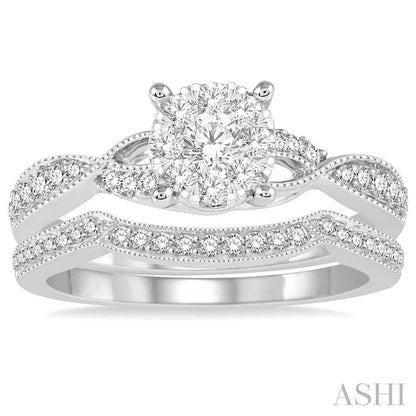 Round Shape Lovebright Diamond Wedding Set