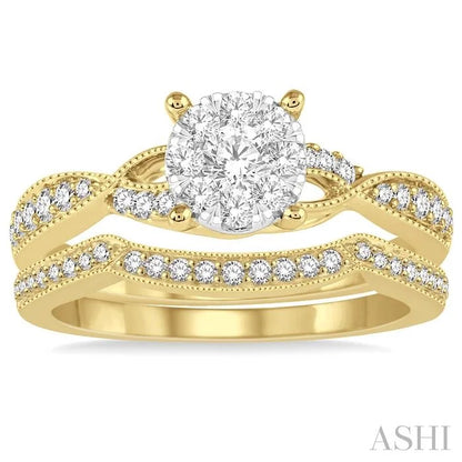 Round Shape Lovebright Diamond Wedding Set