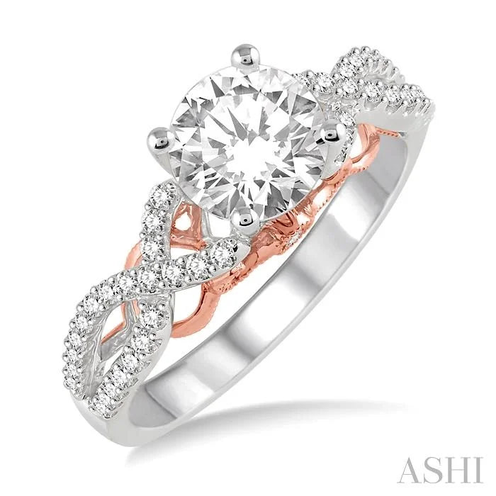 Round Shape Semi-Mount Diamond Engagement Ring