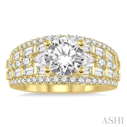 Round Shape Semi-Mount Diamond Engagement Ring