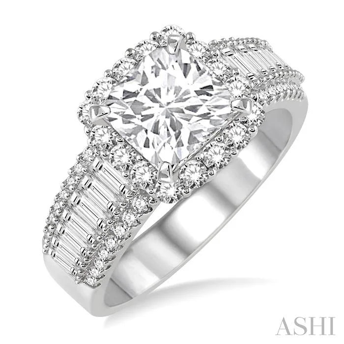 Cushion Shape Semi-Mount Halo Diamond Engagement Ring